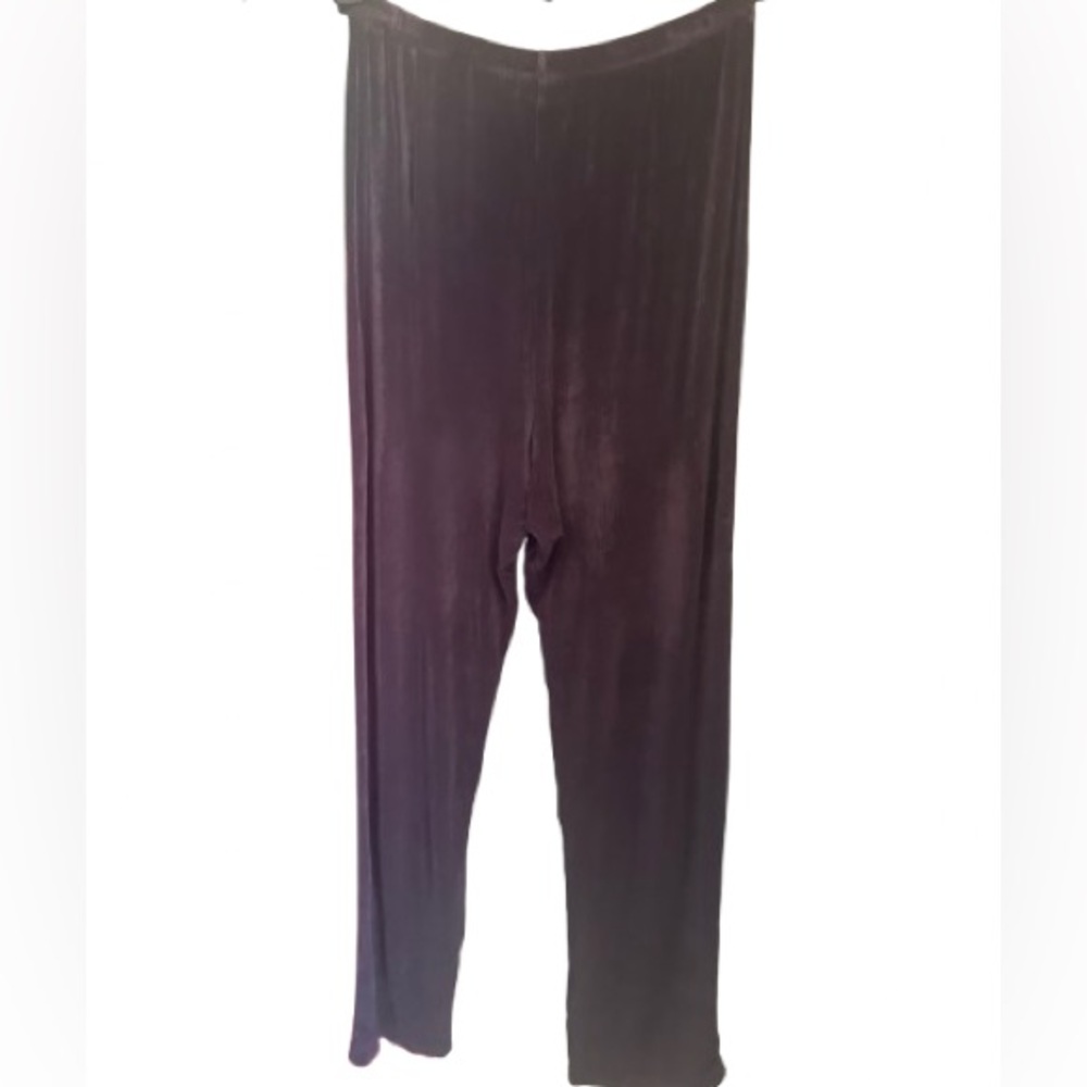 Units Silky Knit Travel Pants Womens XL Brown Pull On Wide Leg Acetate Spandex
